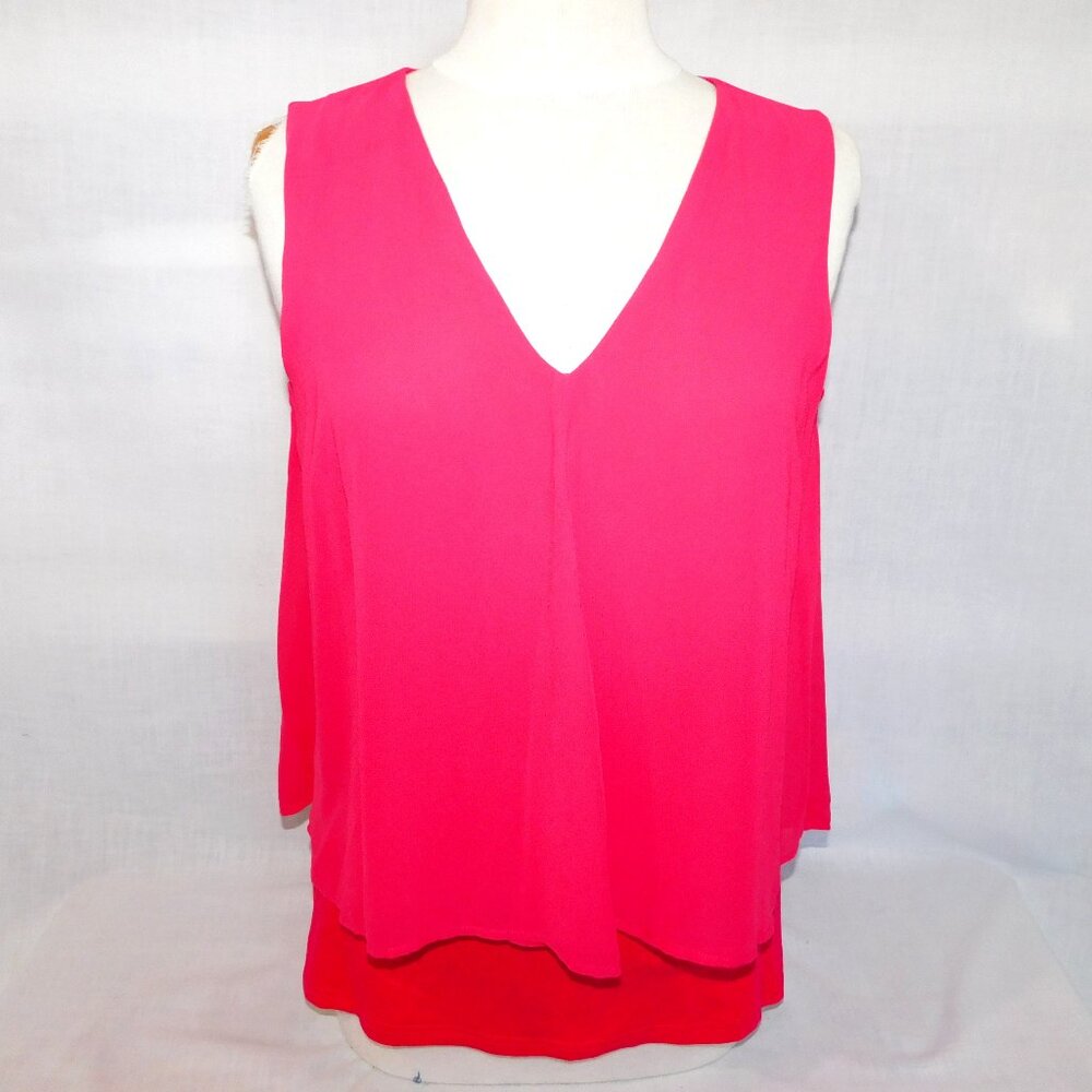 JOLIBEL Womens 8 Pink Sleeveless Flowy Split Back Blouse Top V Neck NWT NEW